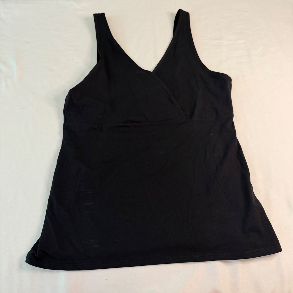 HM Mama Nursing Tank Top Black V-Neck Wrap Front Maternity Sleeveless Large NWT